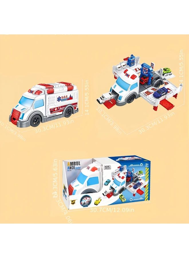 لعبة سيارة إسعاف قابلة للتحويل مجموعة إنقاذ طبي متعددة الوظائف مع شخصيات - Image 2